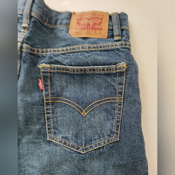 🎁 Mens Levis 502 Regular Taper Jeans Denim Distressed ripped Jeans size 29 X 29 - Picture 6 of 15